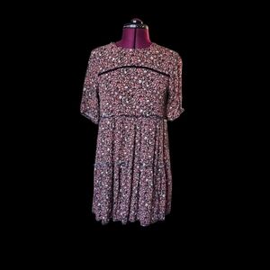 Prairie Mini Dress Floral Pink Black